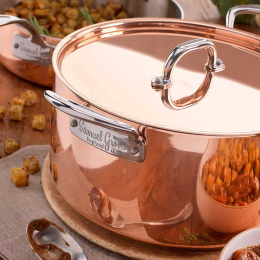 26cm Copper Induction Casserole Pan & Lid