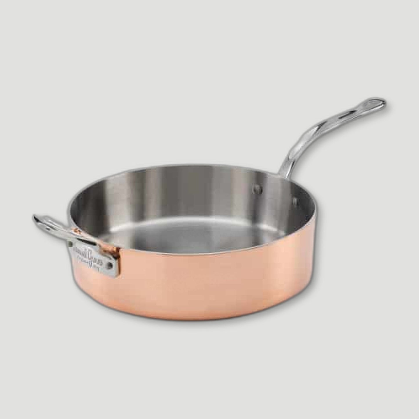 Angled view of 26cm Copper Induction Sauté Pan & Lid from Samuel Groves - British Made Cookware