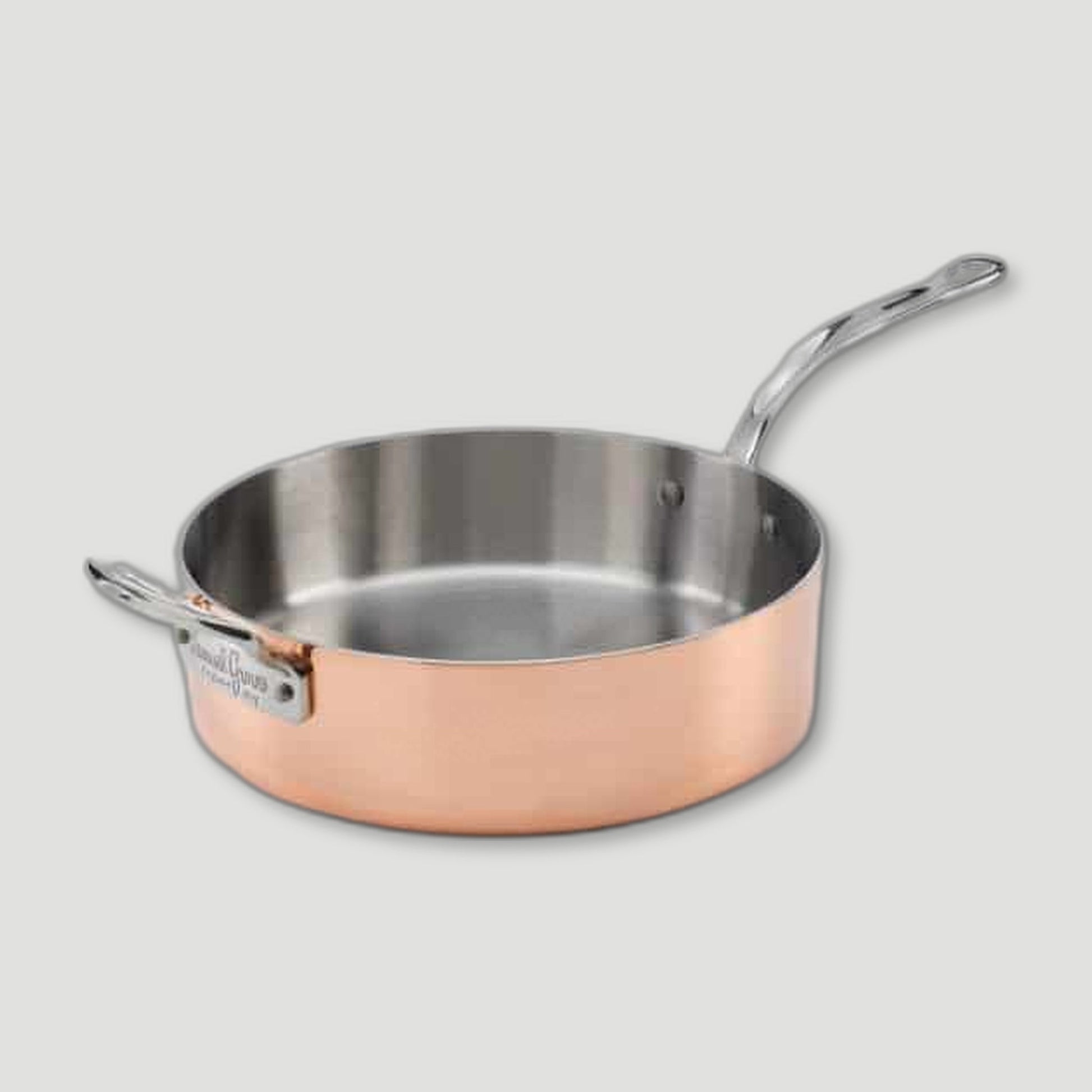 Angled view of 26cm Copper Induction Sauté Pan & Lid from Samuel Groves - British Made Cookware