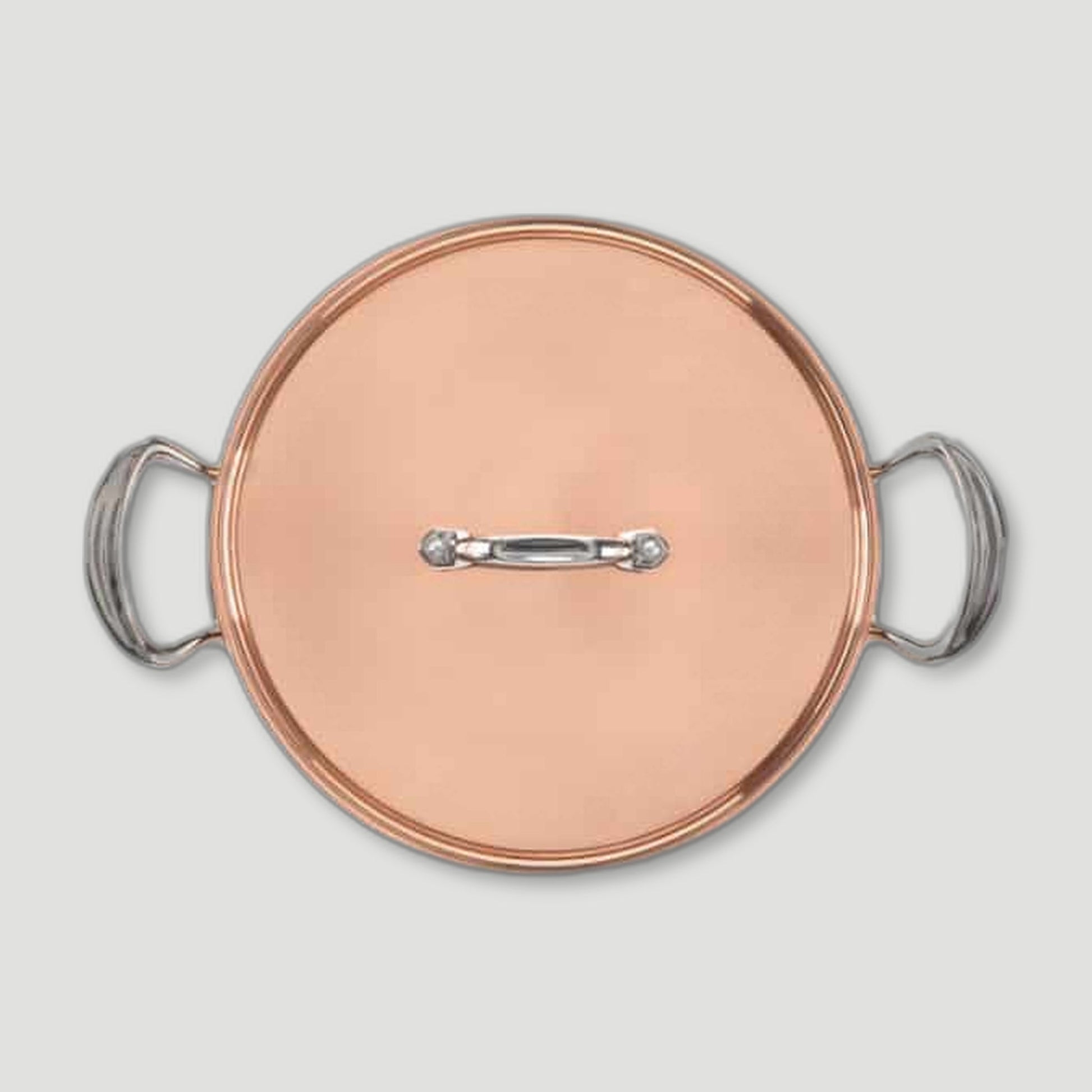 Side view of 26cm Copper Induction Sauté Pan with Lid & Side Handles from Samuel Groves - British Made Cookware
