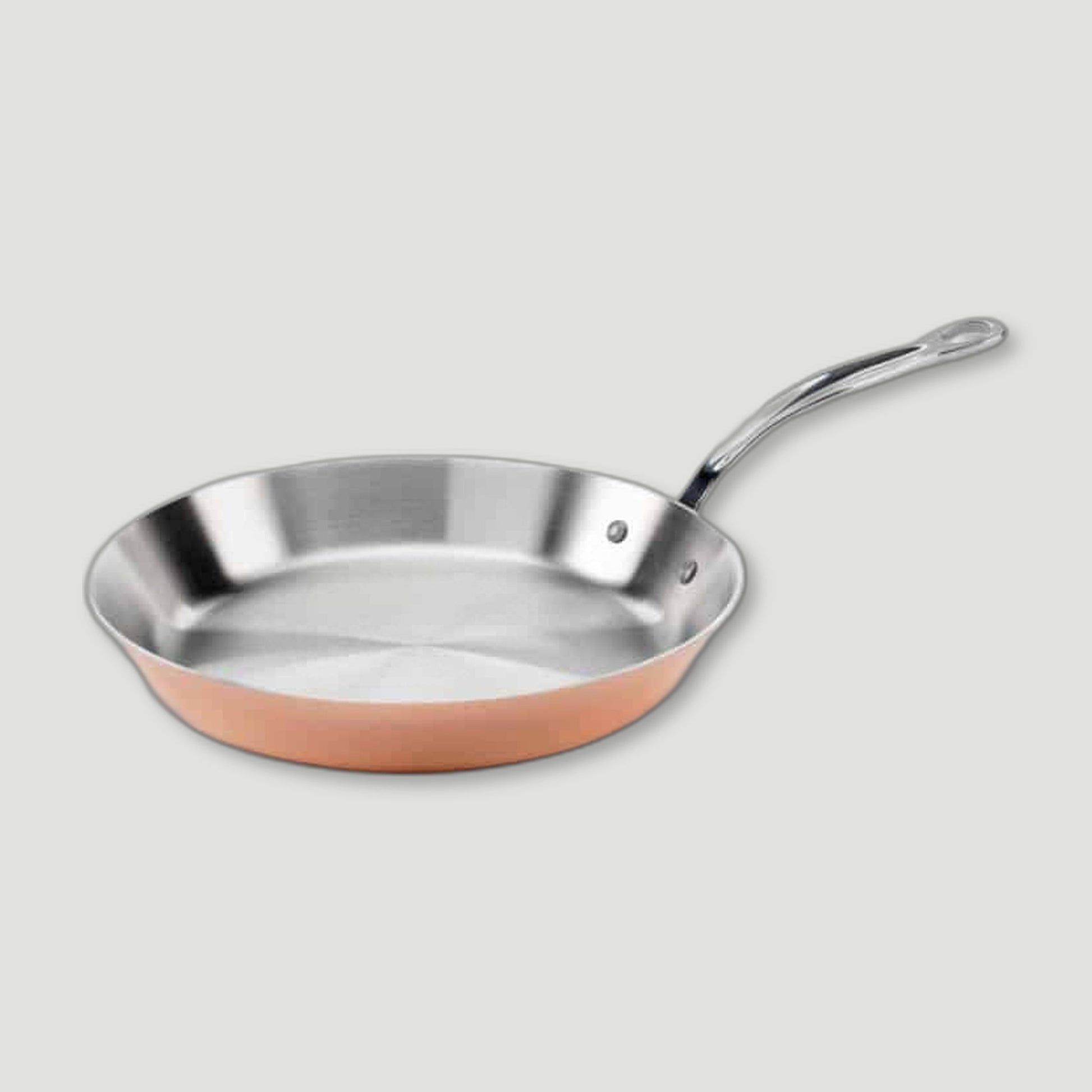 Angled view of 28cm Copper Induction Frying Pan from Samuel Groves - British Made Cookware