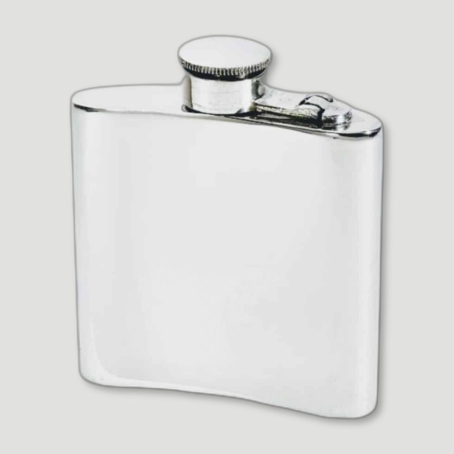 Back view of 6oz Kidney Shaped Pewter Hip Flask from Wentworth Pewter - British Made Pewter Barware