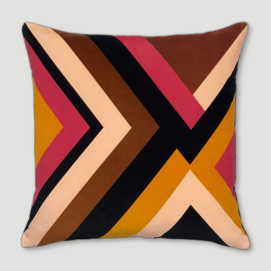 Front view of Agnes Ochre Cushion from One Nine Eight Five - British Made Homeware