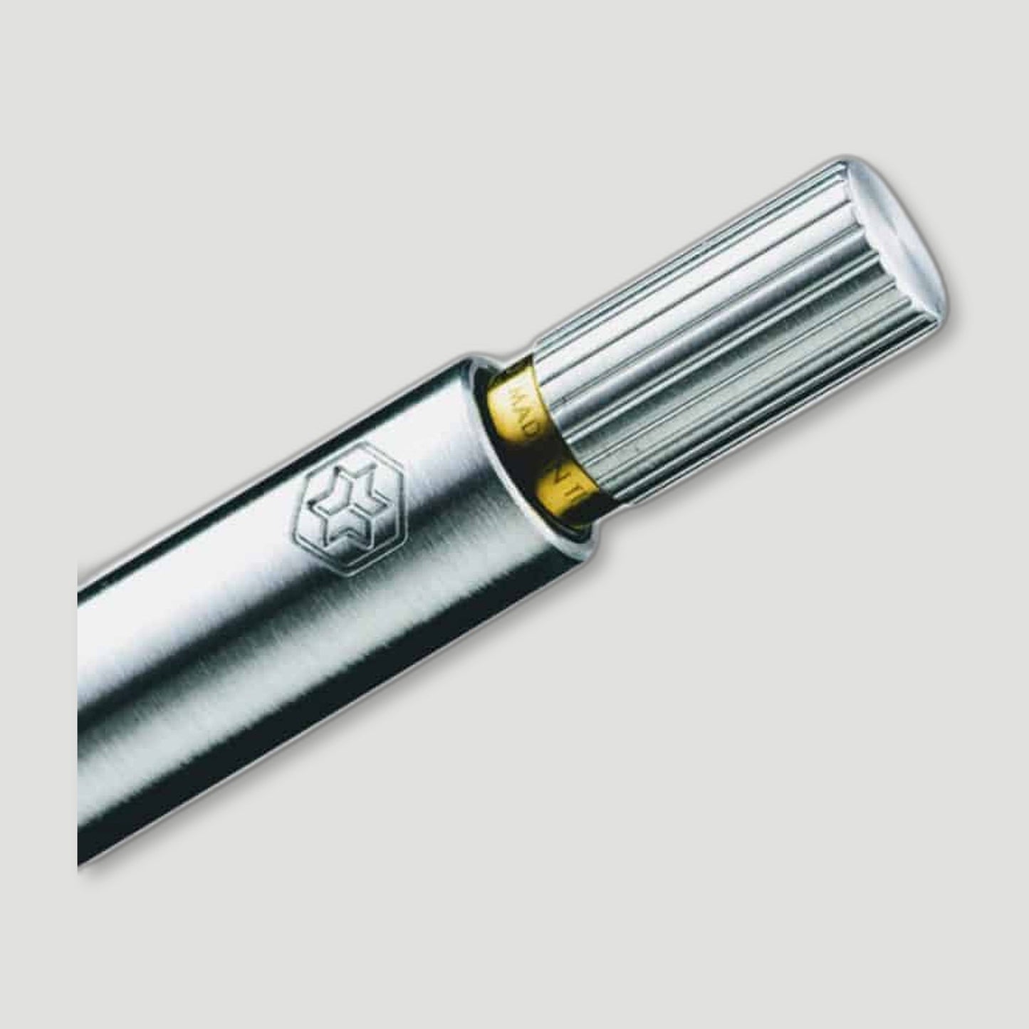 Top view of Aluminium Raw Brushed Pen from Ajoto - British Made Pens