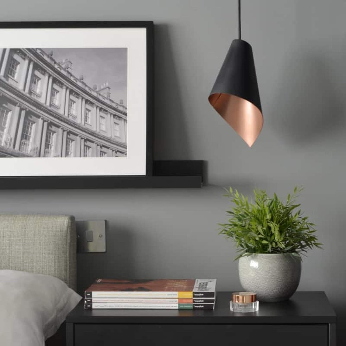 ARC Pendant in Black and Brushed Copper