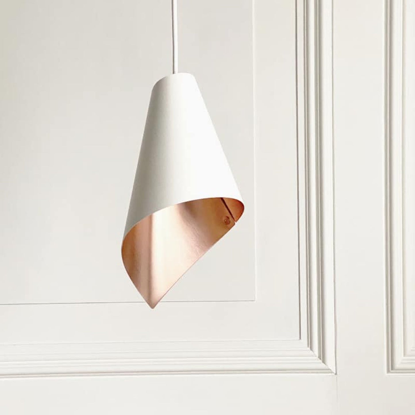 ARC Pendant in White and Brushed Copper