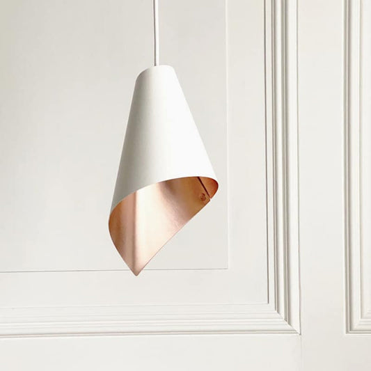 ARC Pendant in White and Brushed Copper