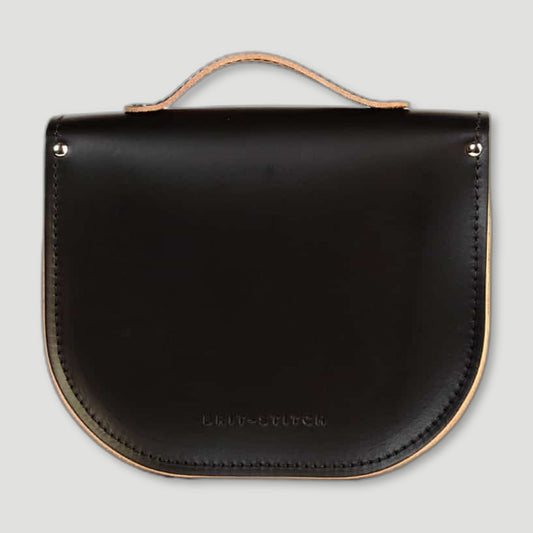 Back view of Black Half Pint Satchel from Brit Stitch - British Made Leather Satchels