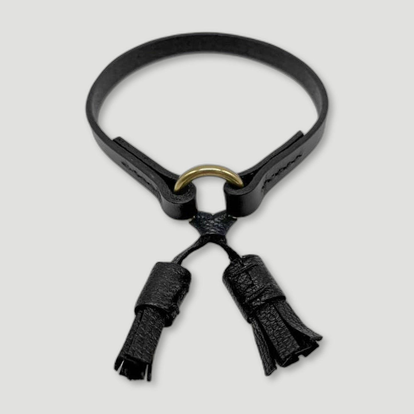 Black Leather Dog Collar - 'Moccasin tassel' House Collar from Seldom Found - British Made Dog Collars