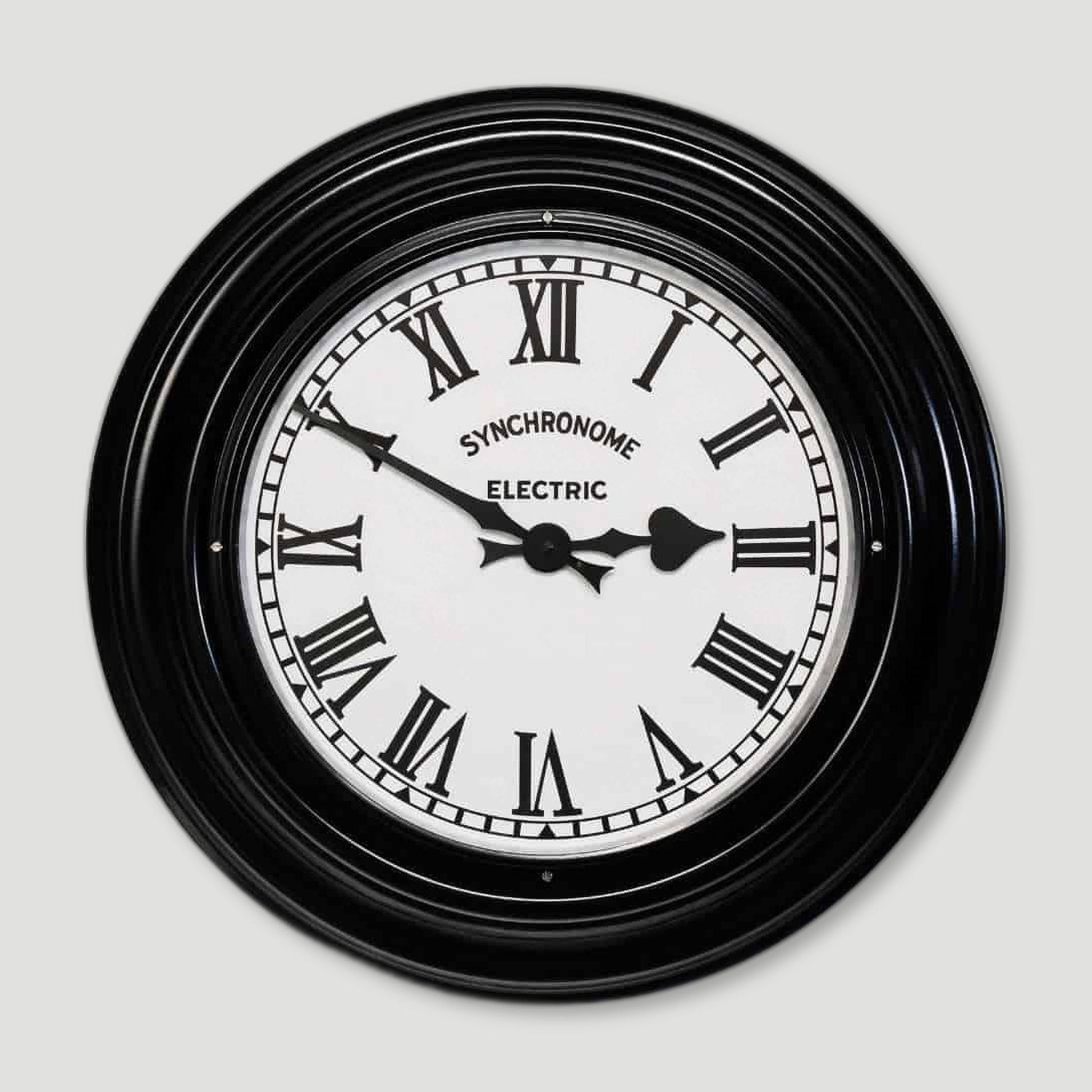 Front view of British Museum Clock Roman Numerals from Synchronome Clocks - British Made Wall Clocks