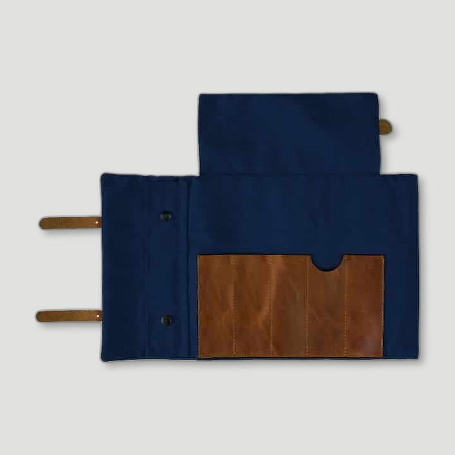 Side view of British Navy Canvas & Leather Artist Roll from Risdon & Risdon - British Made Aprons