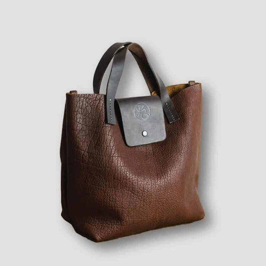 Brown Bison Leather Tote Bag