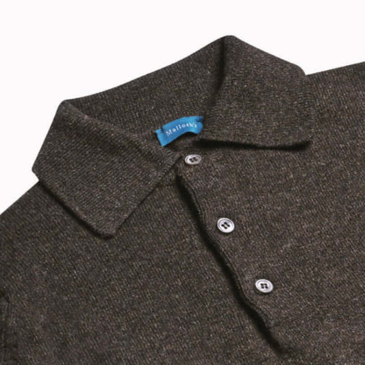 Brown Kelly Long Sleeve Sports Collar Jumper