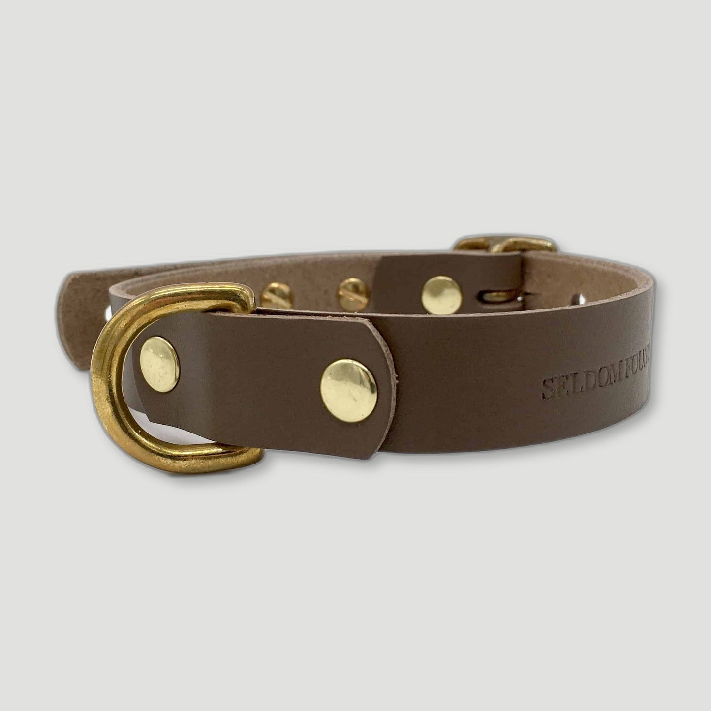 Brown Leather 'Brigadier' Puppy & Small Breed Dog Collar from Seldom Found - British Made Dog Collars