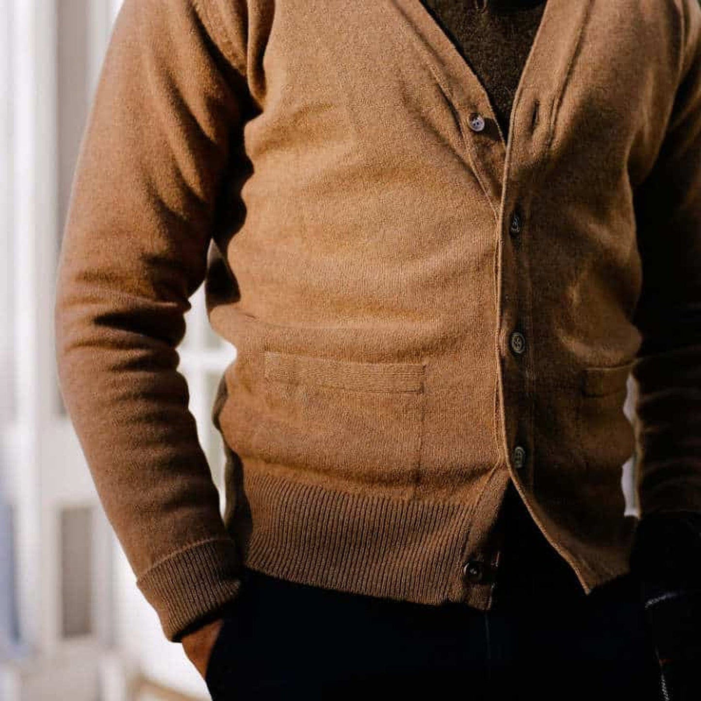 Camel Stewart Fine Lambswool Cardigan