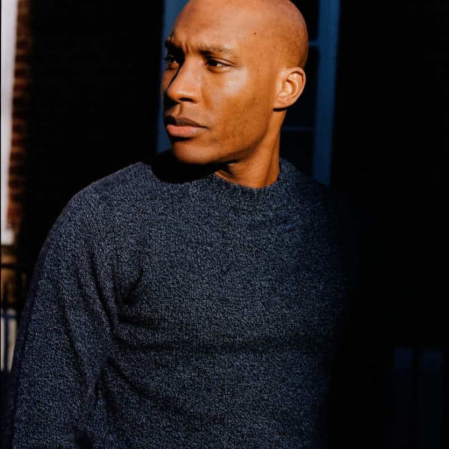 Denim Blue Dean Lambswool Crew Neck Jumper