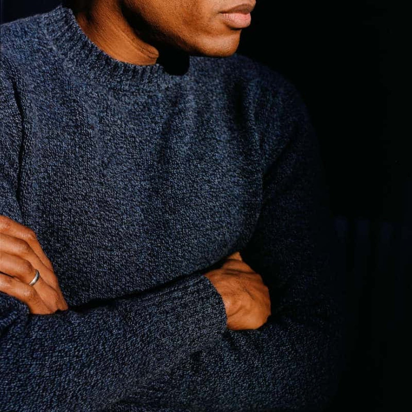 Denim Blue Dean Lambswool Crew Neck Jumper