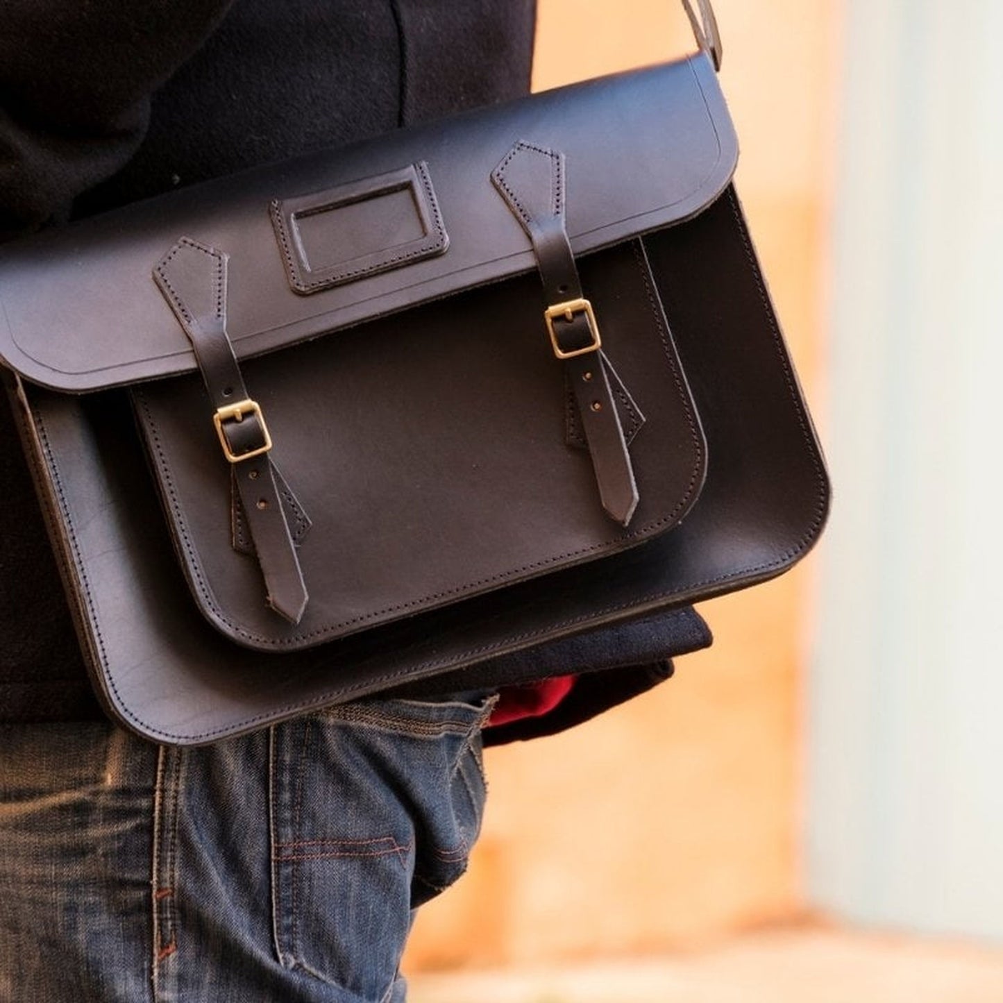 Leather Satchel - Ebony Black