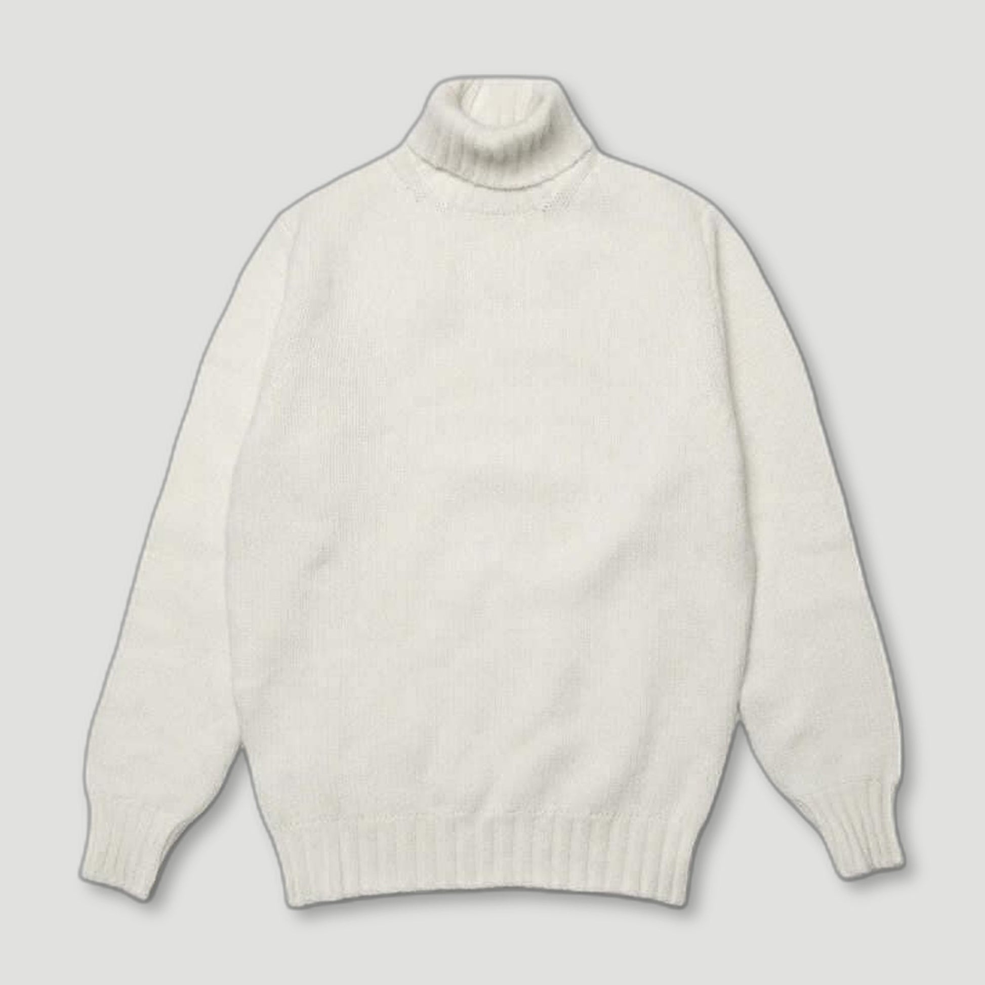 Ecru Newman Lambswool Roll Neck Jumper from Malloch's - British Made Wool Jumpers