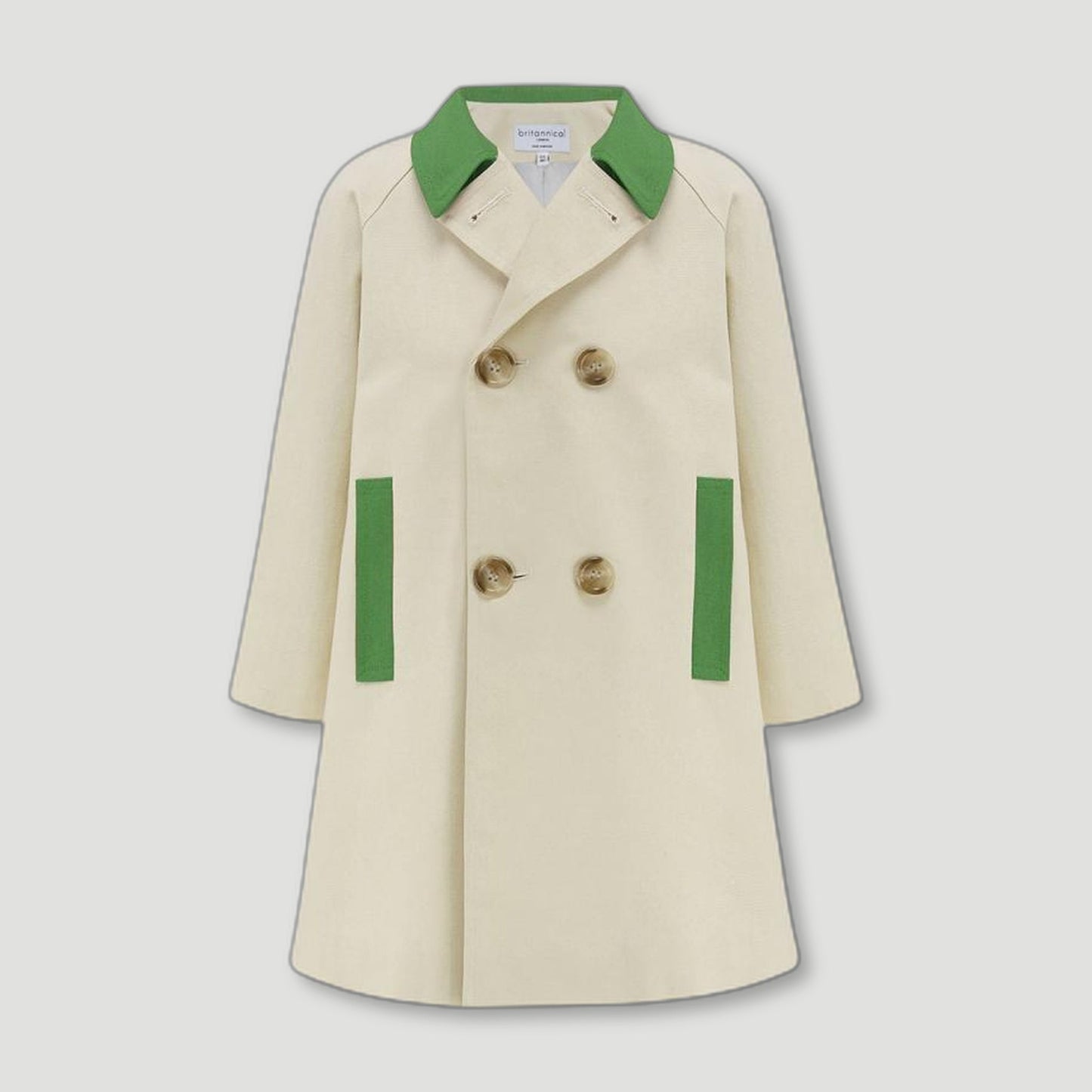 Front view of Fulham Boys Bridge Coat Apple from Brittanical London - British Made Children's Coats