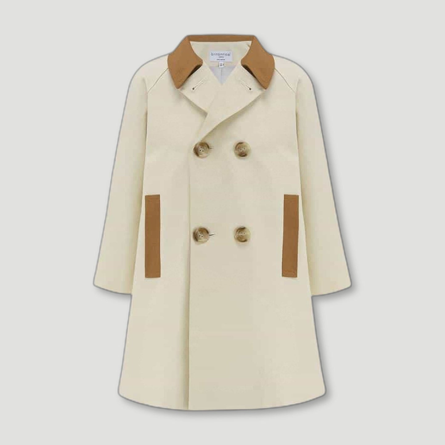 Front view of Fulham Boys Bridge Coat Cinnamon from Brittanical London - British Made Children's Coats