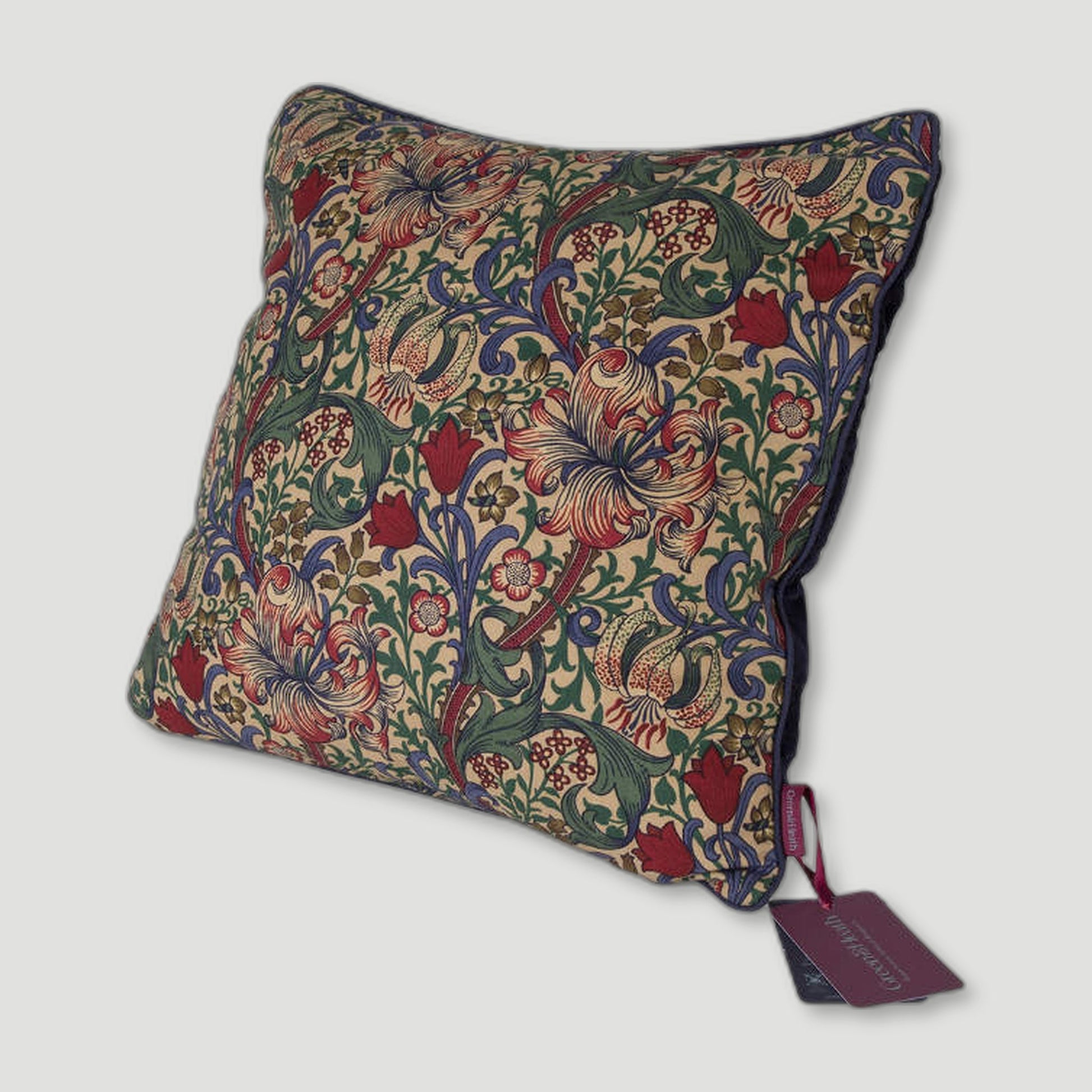 Front view of Golden Lily Cushion from Green&Heath - British Made Homeware