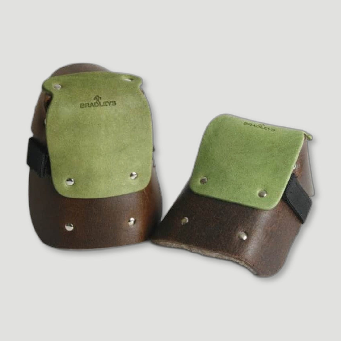 Green Leather Knee Pads from Bradleys Tannery - British Made Gardening Gloves