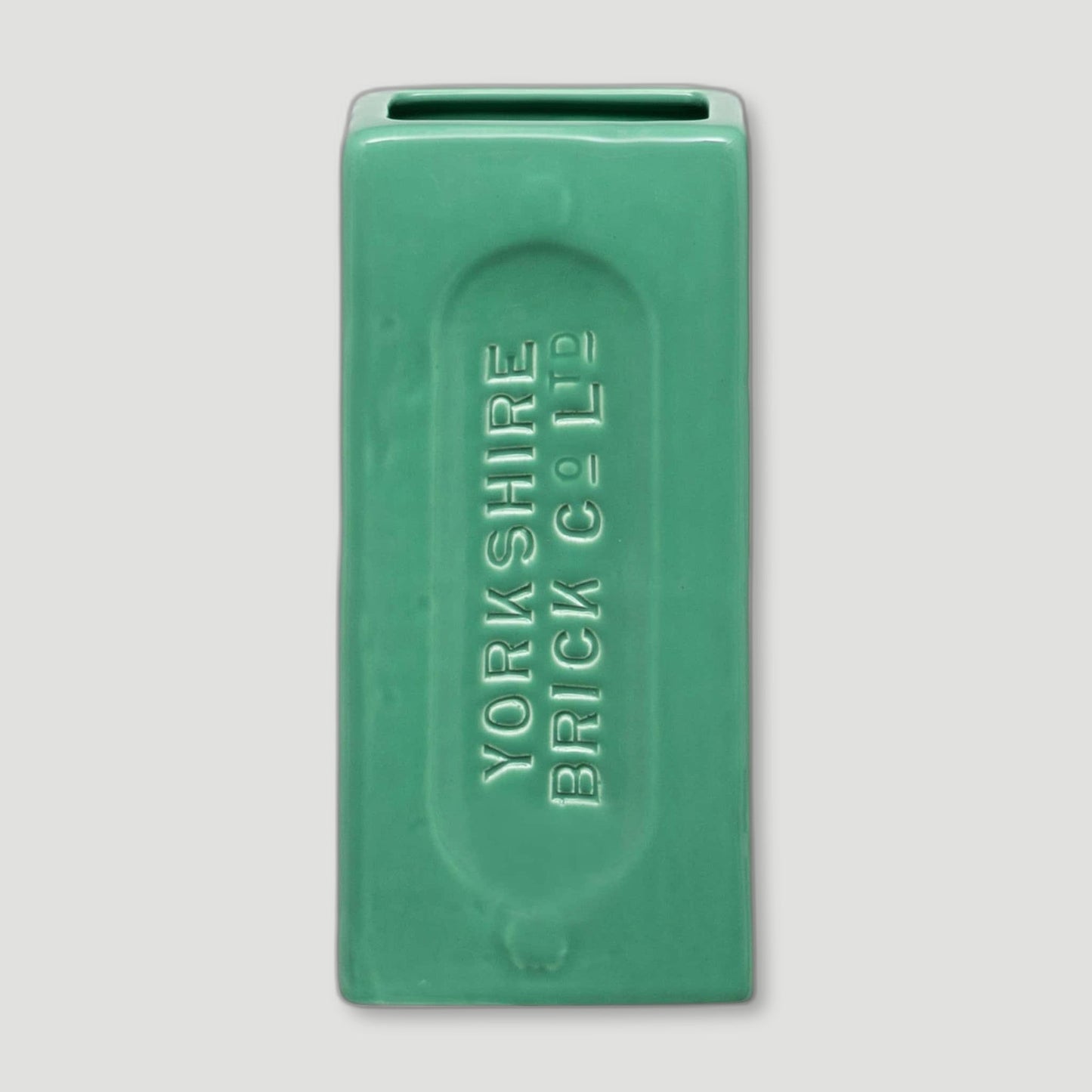 Front view of Green Yorkshire Brick Vase from Stolen Form - British Made Vases & Homeware