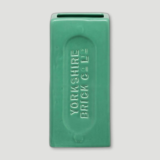 Front view of Green Yorkshire Brick Vase from Stolen Form - British Made Vases & Homeware