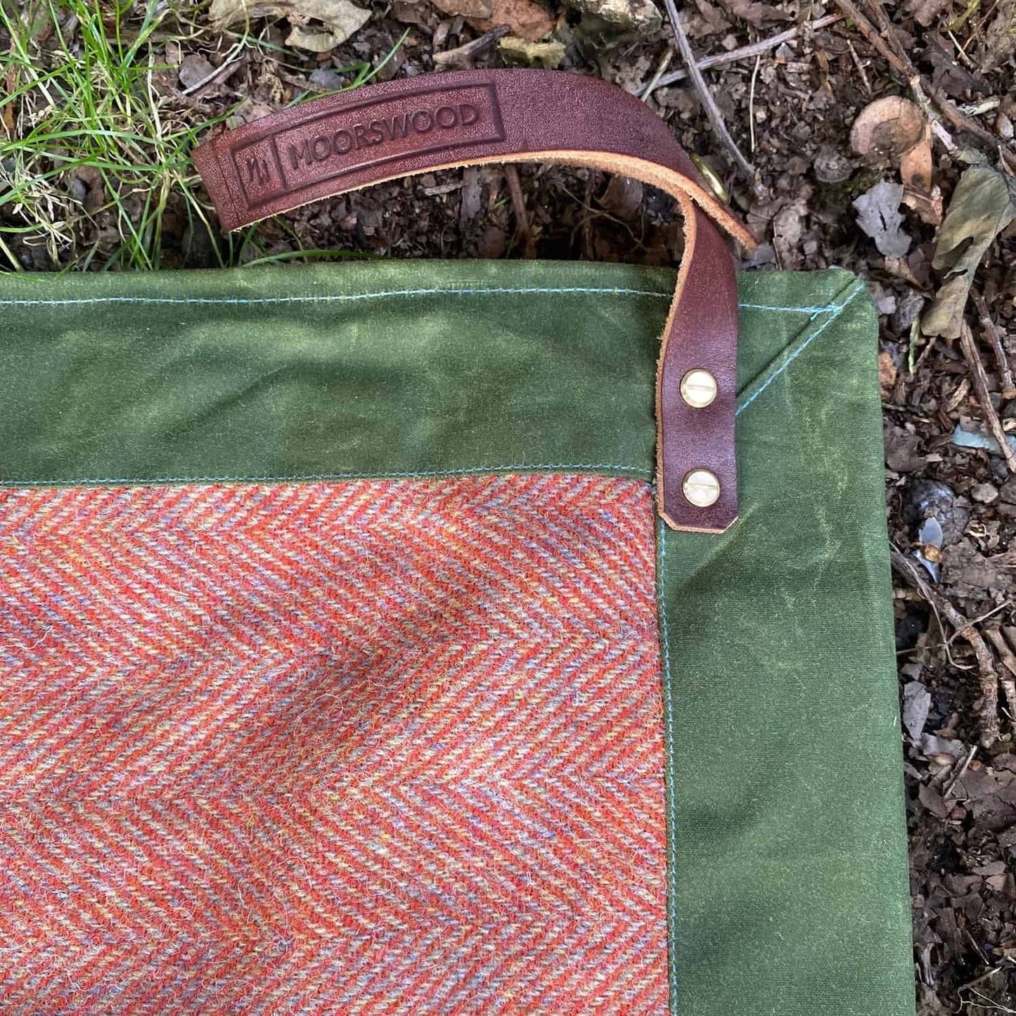 Harris tweed The Bothy Tin Lemongrass green leather ramblers roll