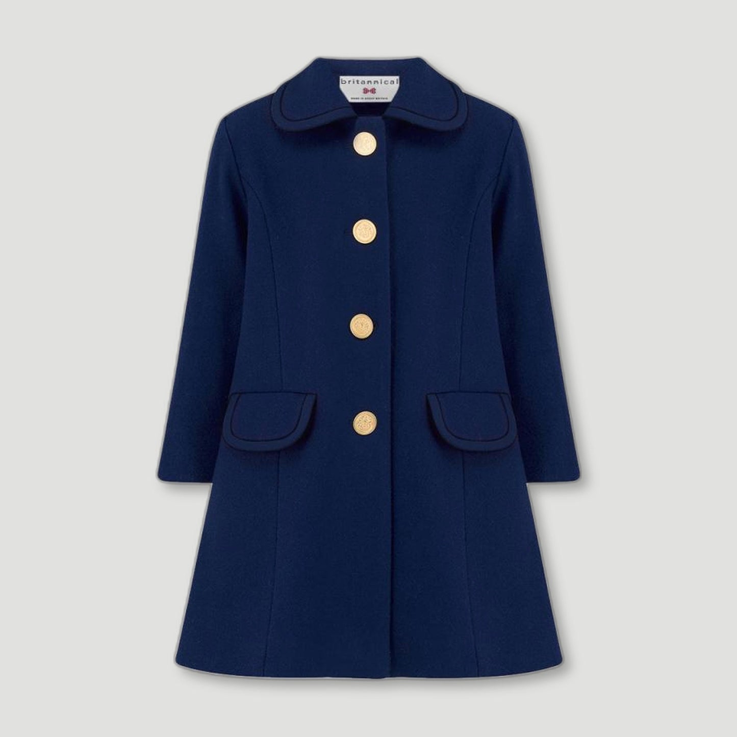 Front view of Kensington Girls Coat - Special Edition - Starry Night Navy Blue from Brittanical London - British Made Children's Coats