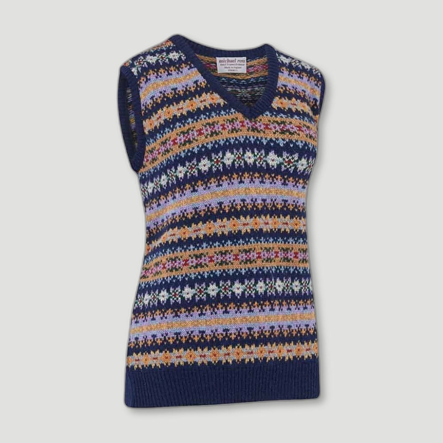 Ladies Country Fair Isle Slip - Navy from Michael Ross - British Made Wool Jumpers