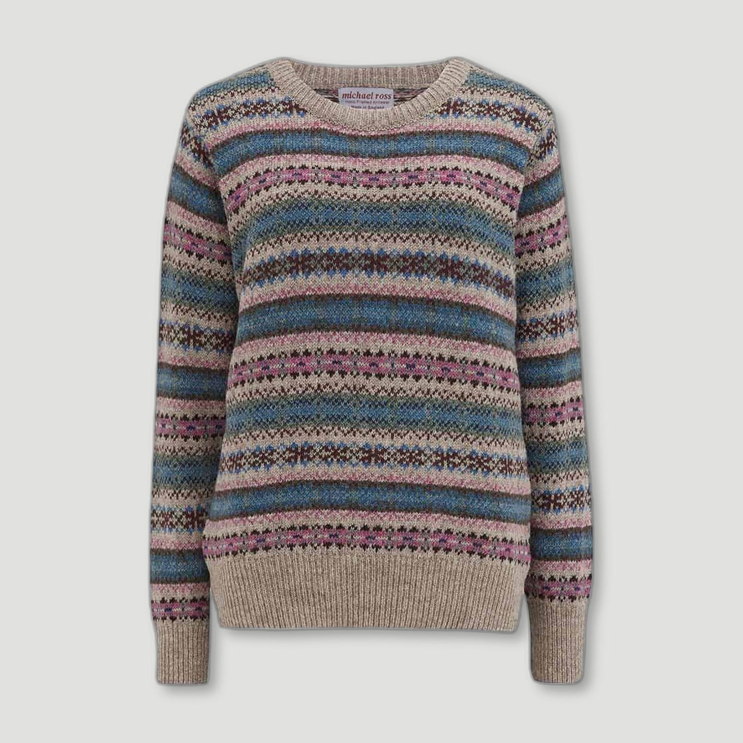 Ladies Harvest Fair Isle - Oatmeal from Michael Ross - British Made Wool Jumpers