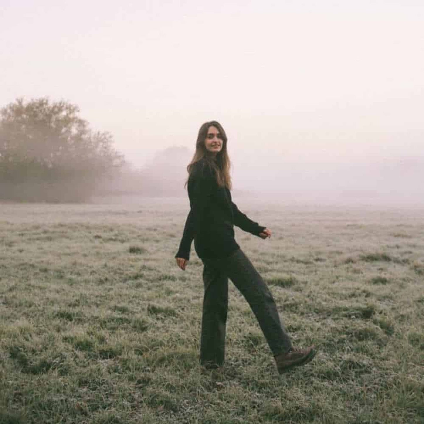 Ladies Navy Waffle Crew Neck Jumper