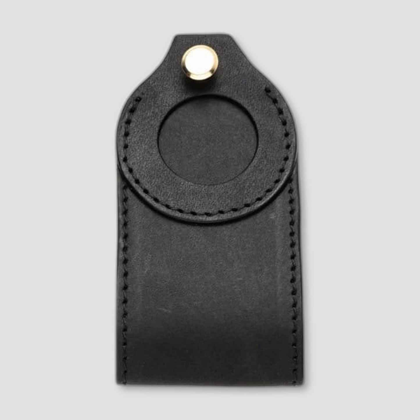 Tag detail of Leather AirTag Key Organiser - Ebony Black from Garstin 1871 - British Made Leather Accessories