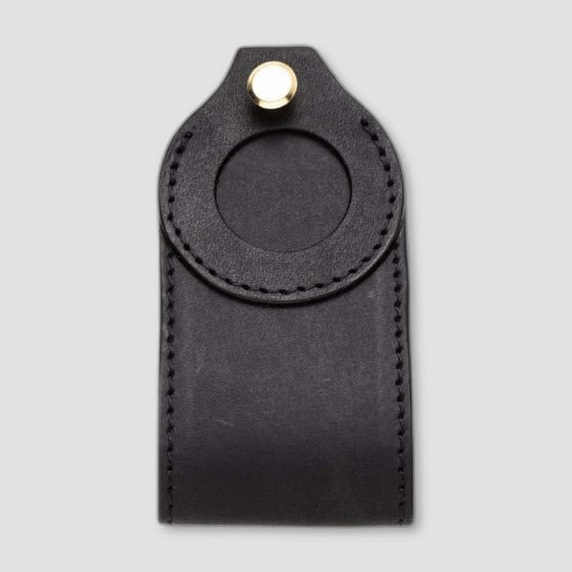 Tag detail of Leather AirTag Key Organiser - Ebony Black from Garstin 1871 - British Made Leather Accessories