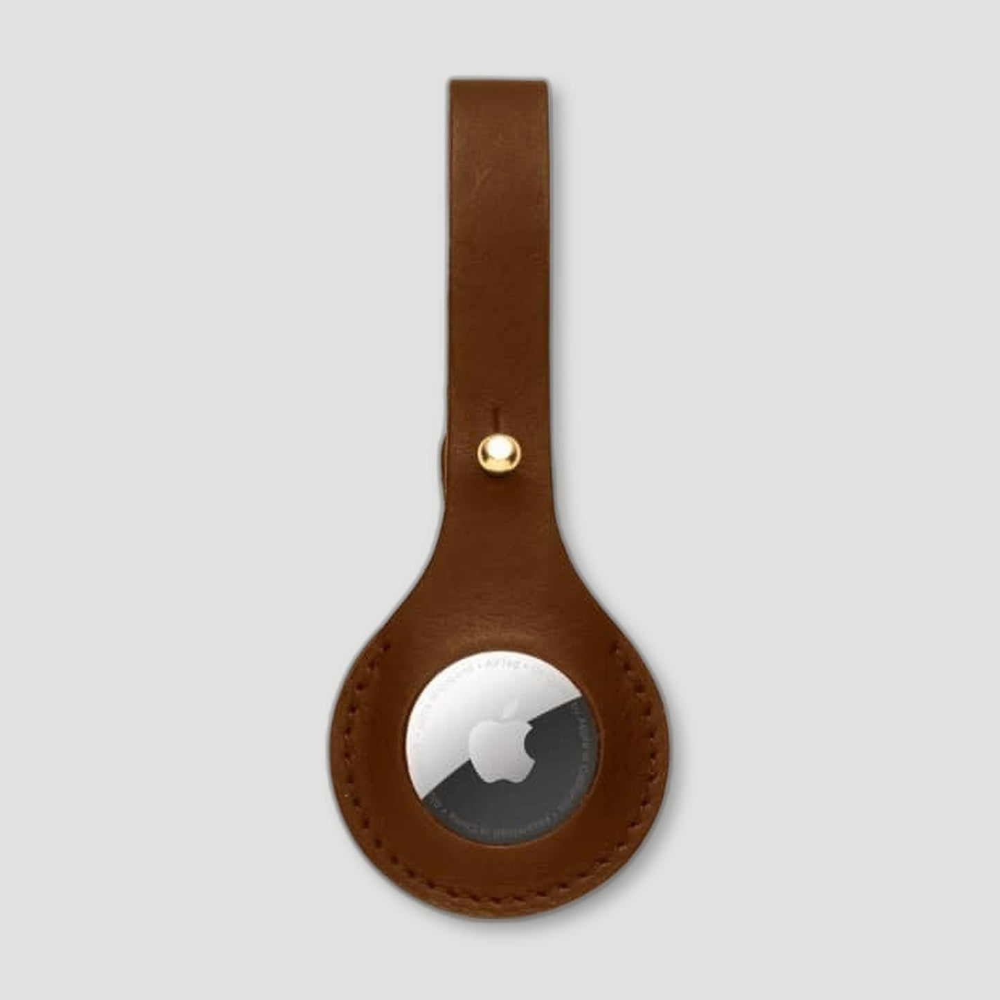 Front view of Leather AirTag Luggage Tag - Chestnut Brown from Garstin 1871 - British Made Leather Accessories