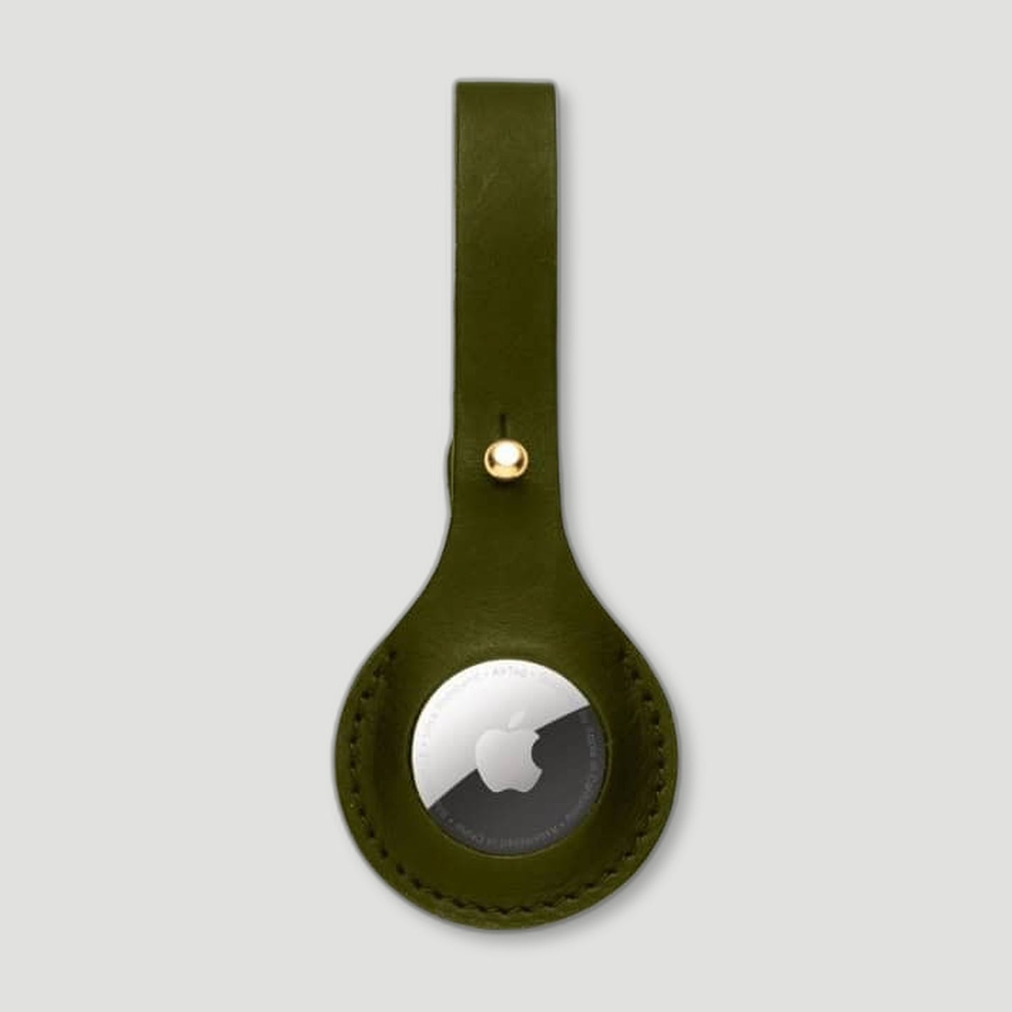 Front view of Leather AirTag Luggage Tag - Olive Green from Garstin 1871 - British Made Leather Accessories