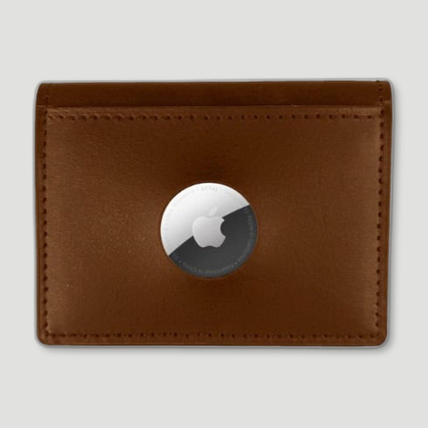 Front view of Leather AirTag Wallet - Chestnut Brown from Garstin 1871 - British Made Leather Accessories