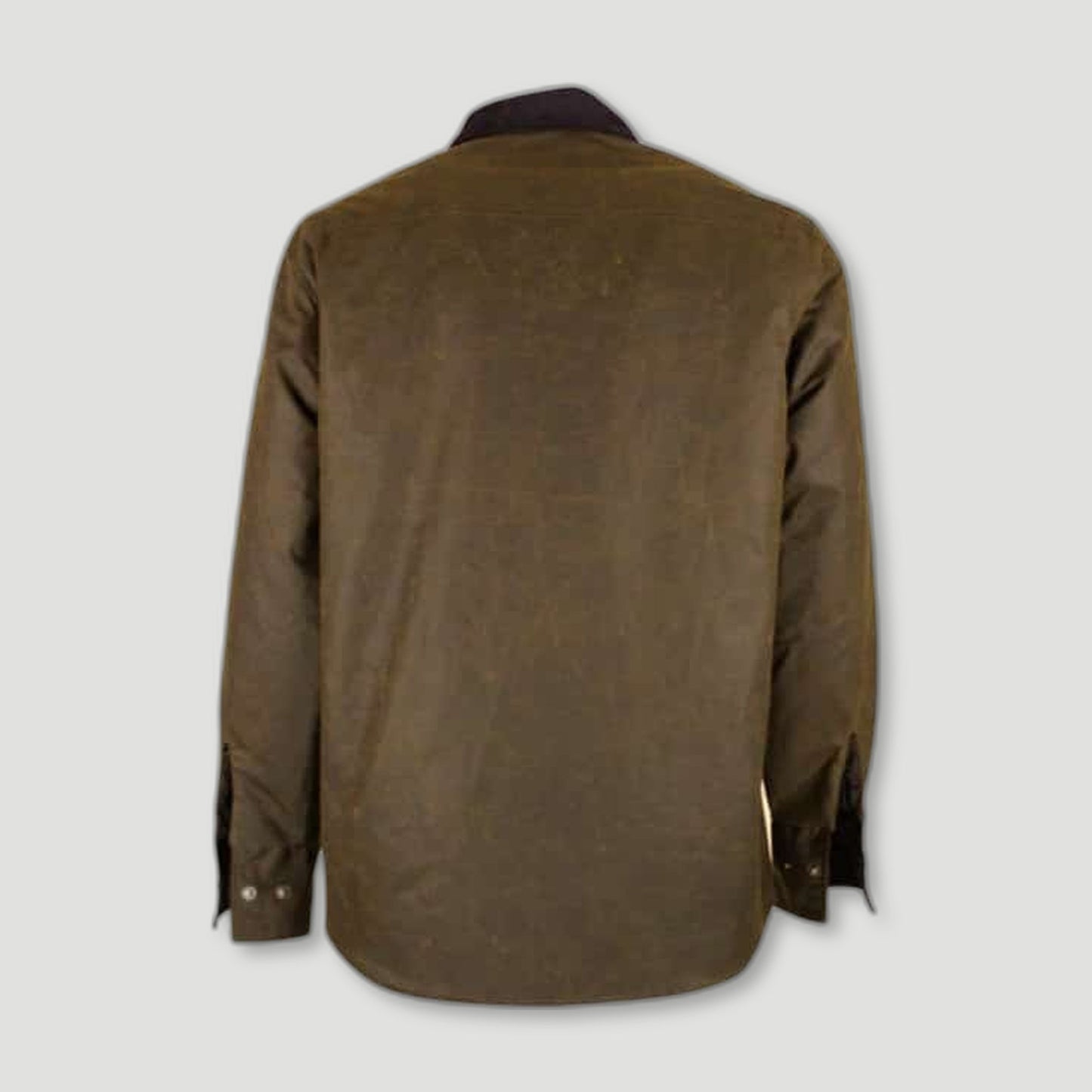 Back view of Men's Alum Waxed Shirt - Caramel from Oxford Blue - British Made Waxed Jackets