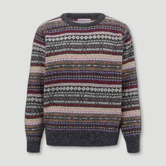 Men's Fishermans Fair Isle Crew - Foyle from Michael Ross - British Made Wool Jumpers