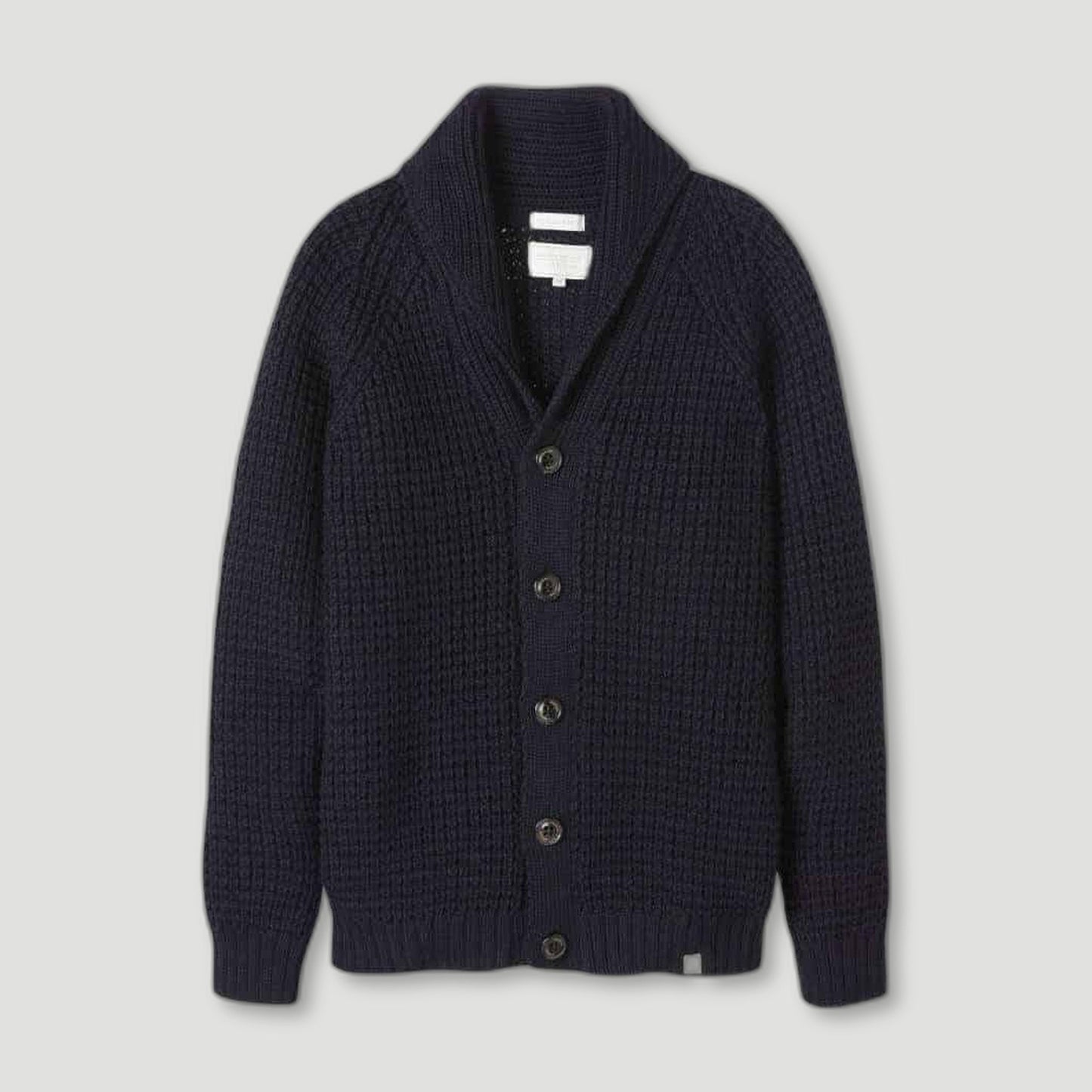Men's Navy Waffle Shawl Cardigan from Peregrine Clothing - British Made Clothing