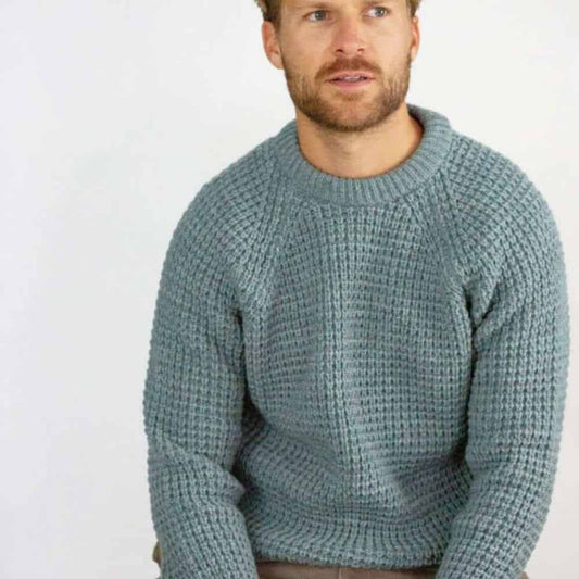 Men's Seafoam Waffle Crew Neck Jumper