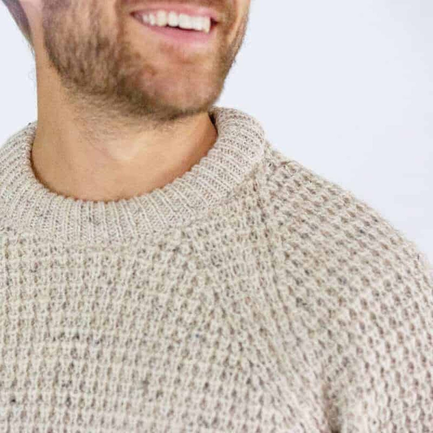 Men's Waffle Crew Neck Jumper - Skiddaw