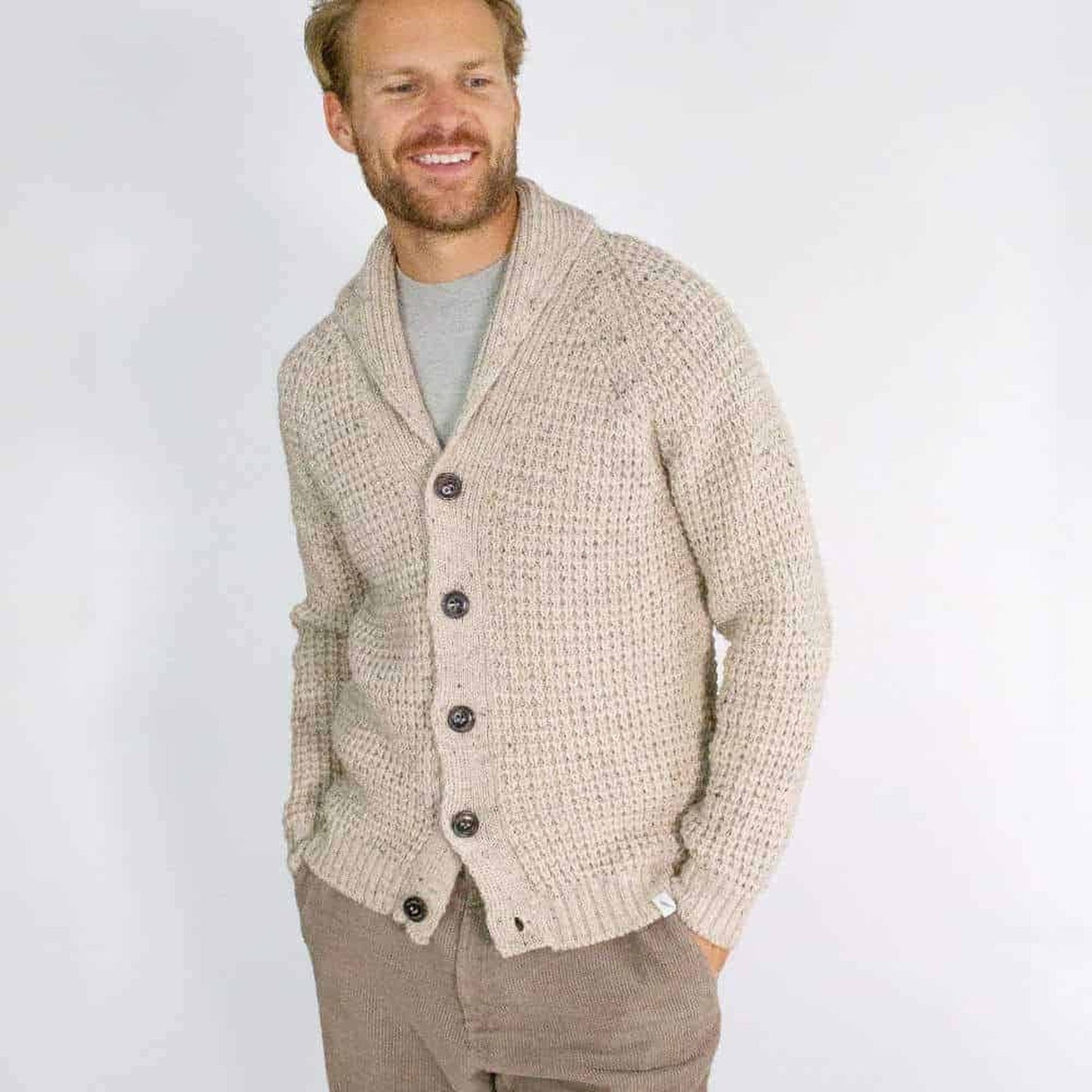 Men's Waffle Shawl Cardigan Skiddaw