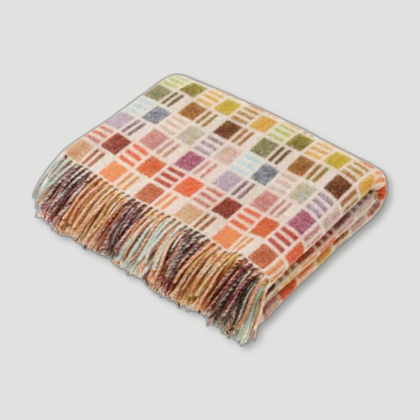 Multi-Ribbon Beige Throw from Bronte by Moon - British Made Wool Throws