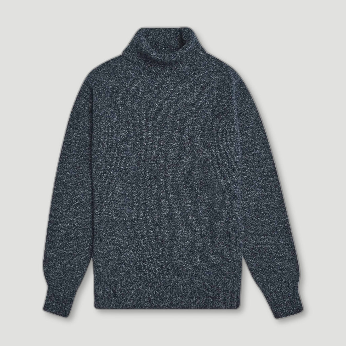Navy Newman Lambswool Roll Neck Jumper from Malloch's - British Made Wool Jumpers