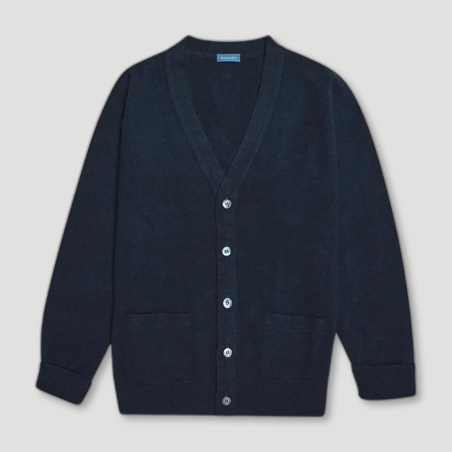 Navy Stewart Fine Lambswool Cardigan from Malloch's - British Made Wool Jumpers