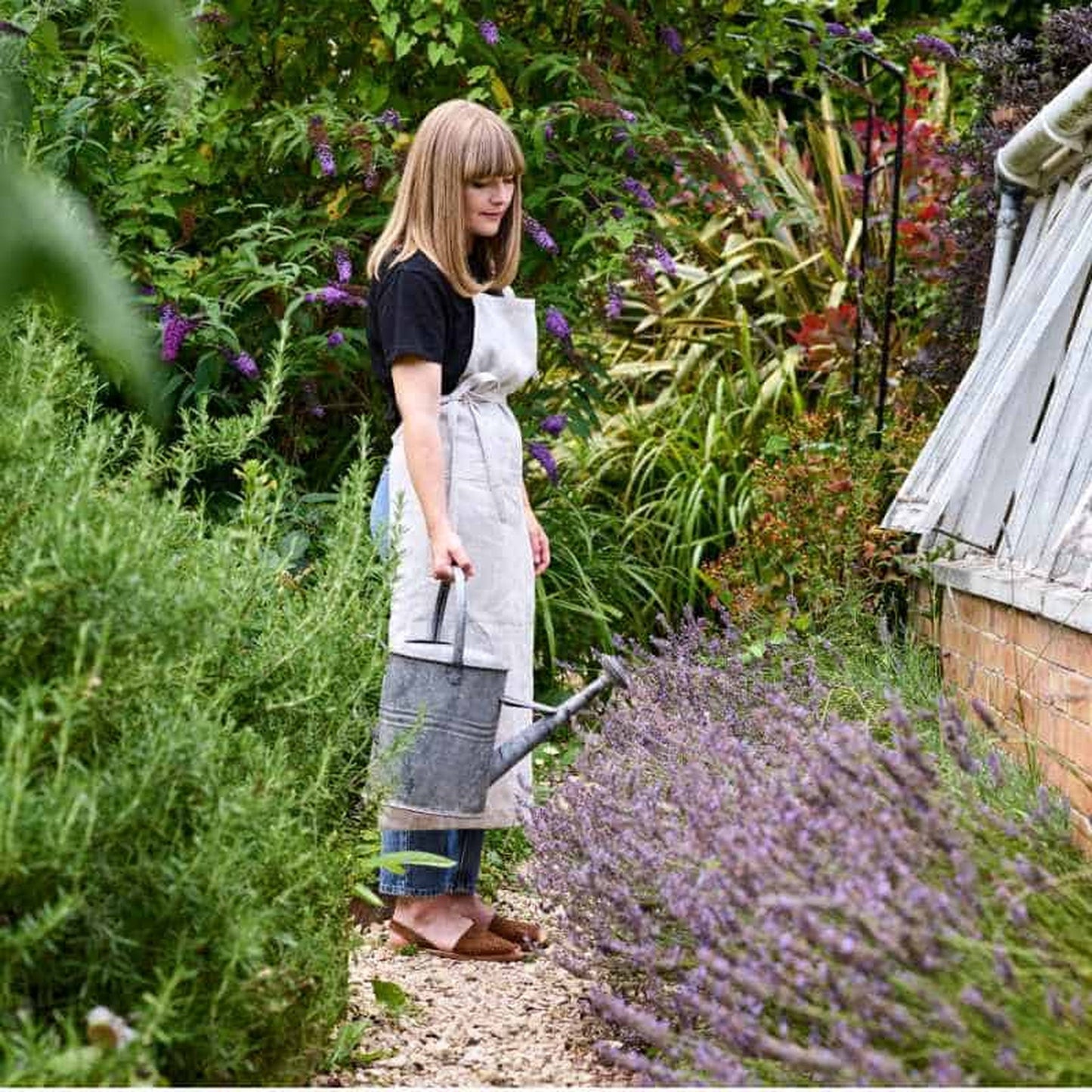 Oatmeal Long Length Linen Bib Apron