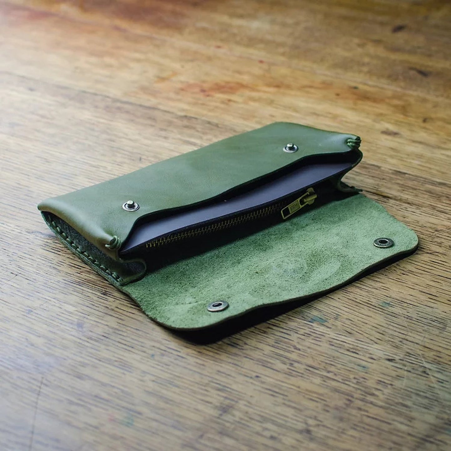 Olive Green Italian Leather Purse